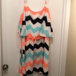 Bright, flowy, chevron dress
